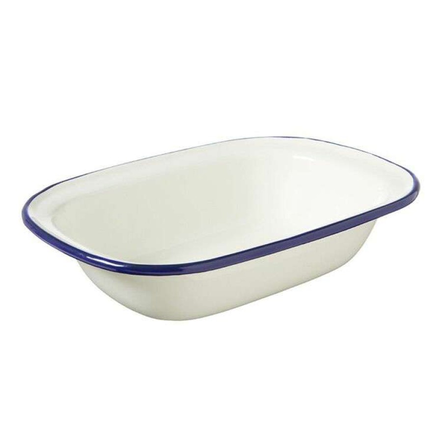 Kitchen & Dining * | Wiltshire Enamel Oblong Pie Dish 400Ml Blue Rim