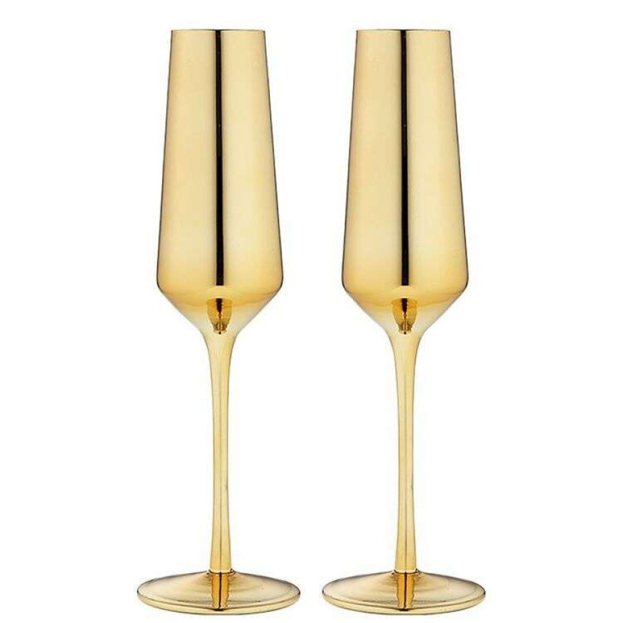 Kitchen & Dining * | Tempa Aurora Gold 2 Piece Champagne Glass Set