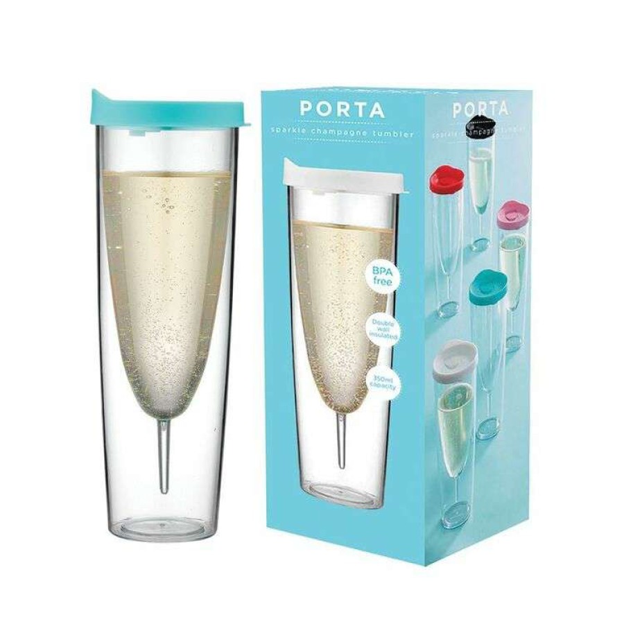 Kitchen & Dining * | Porta Portables Clear Aqua Champagne Sparkle Tumbler