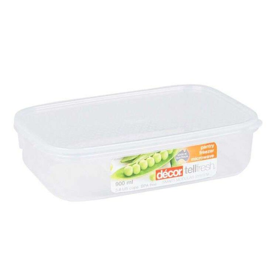 Kitchen & Dining * | Decor Decor Tellfresh Plastic Oblong Food Storage Container 900Ml