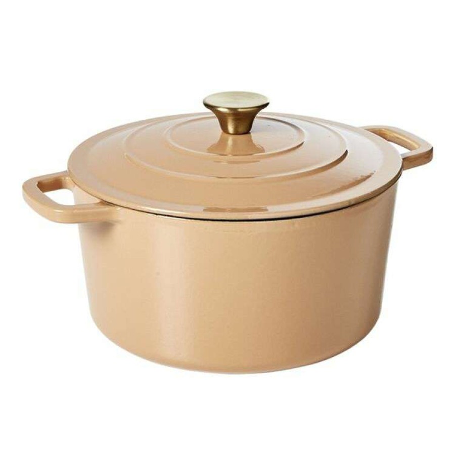 Kitchen & Dining * | Smith & Nobel Luxe Cast Iron Casserole 5L Latte Gloss