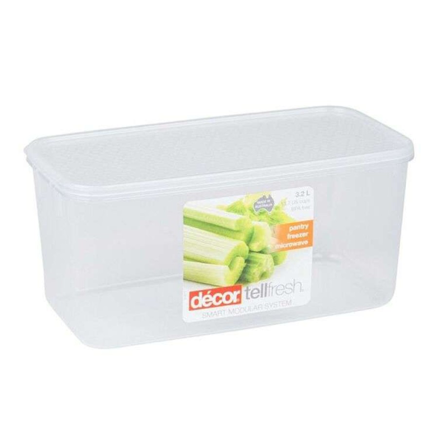 Kitchen & Dining * | Decor Decor Tellfresh Plastic Oblong Food Storage Container 3.25L