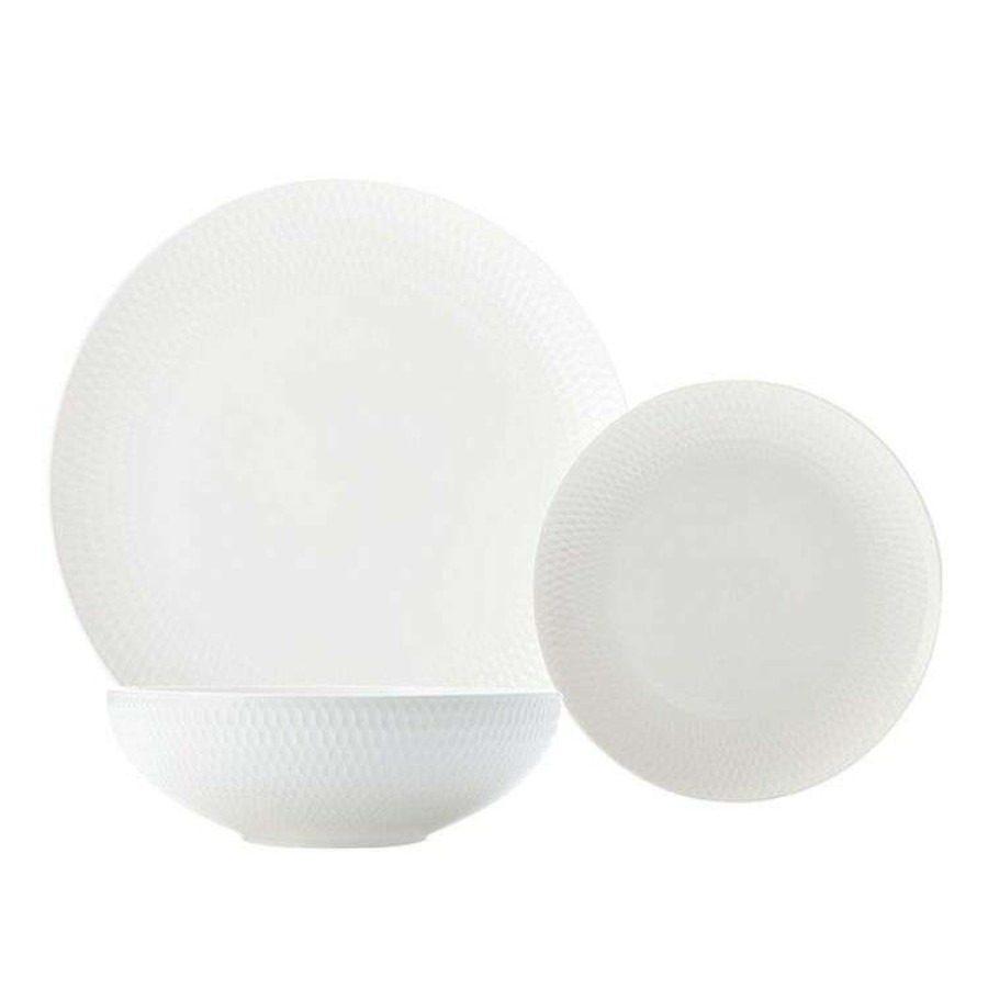 Kitchen & Dining * | Maxwell & Williams White Basics Diamonds 12-Piece Dinner Set