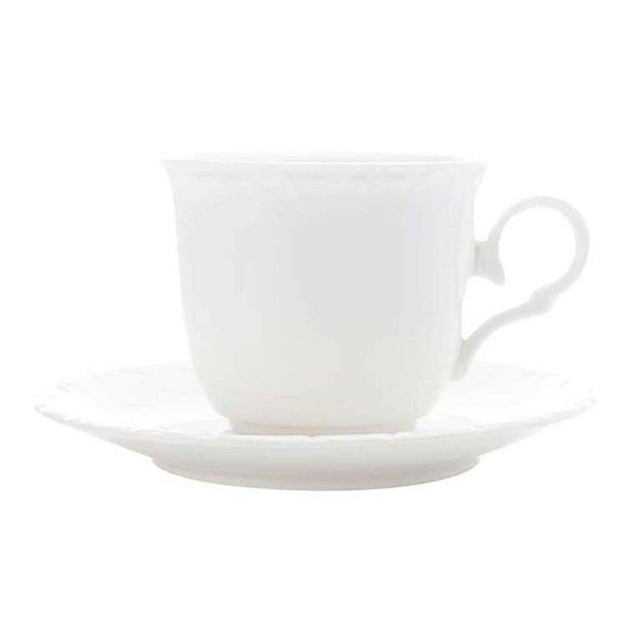 Kitchen & Dining * | Casa Domani Casual White Florence Teacup And Saucer 200Ml