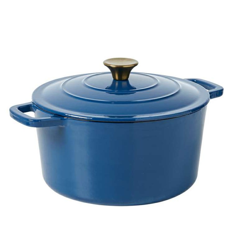 Kitchen & Dining * | Smith & Nobel Luxe Cast Iron Casserole 5L New Blue