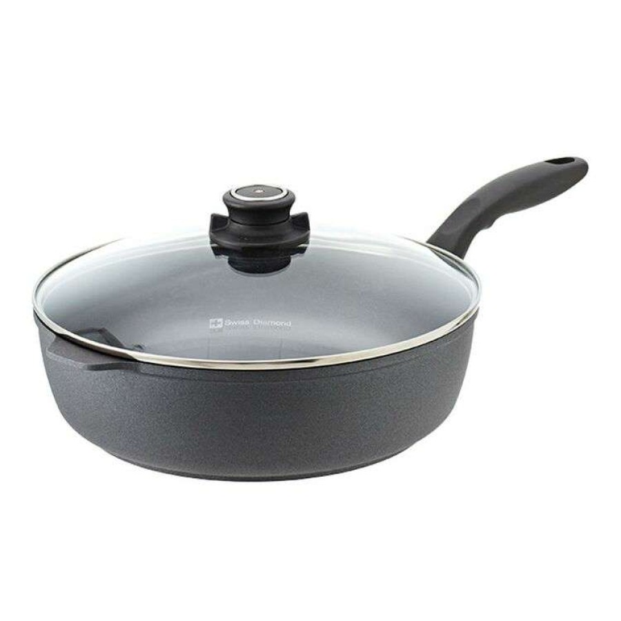 Kitchen & Dining * | Swiss Diamond Classic Deep Saute Pan With Lid 28Cm