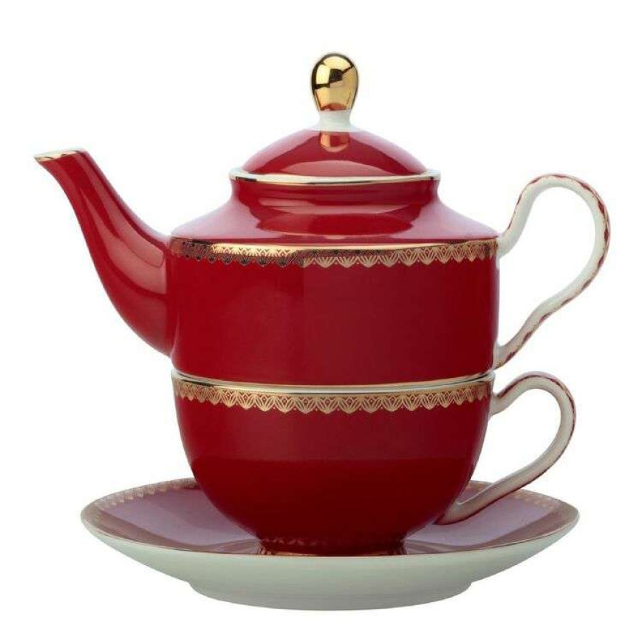 Kitchen & Dining * | Maxwell & Williams Teas & C'S Classic Tea For One With Infuser 380Ml Cherry Red Gift Boxed