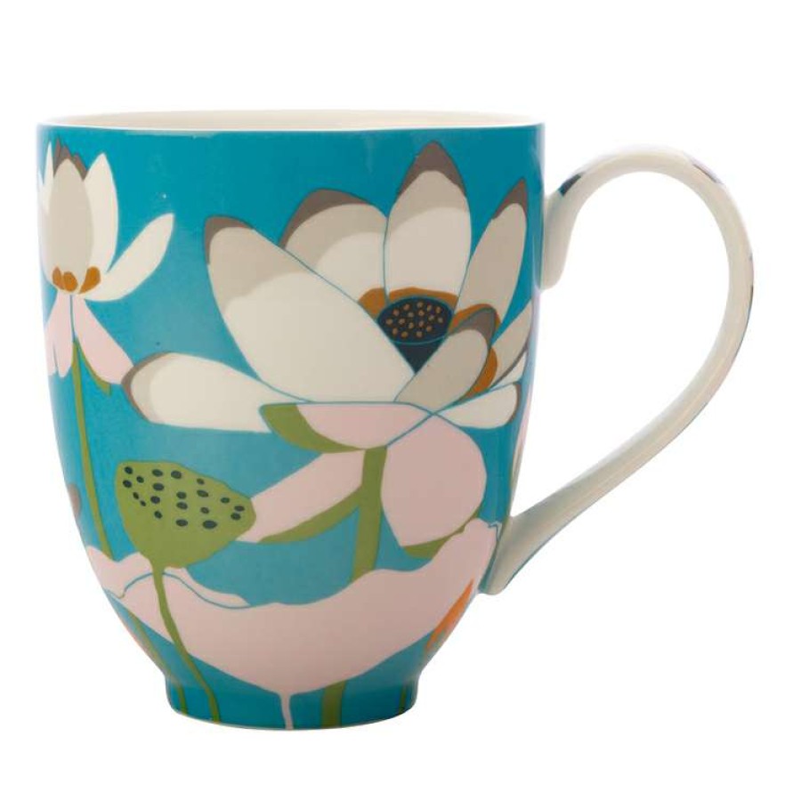 Kitchen & Dining * | Maxwell & Williams Royal Botanic Gardens Lotus Mug 350Ml Aqua Gift Boxed