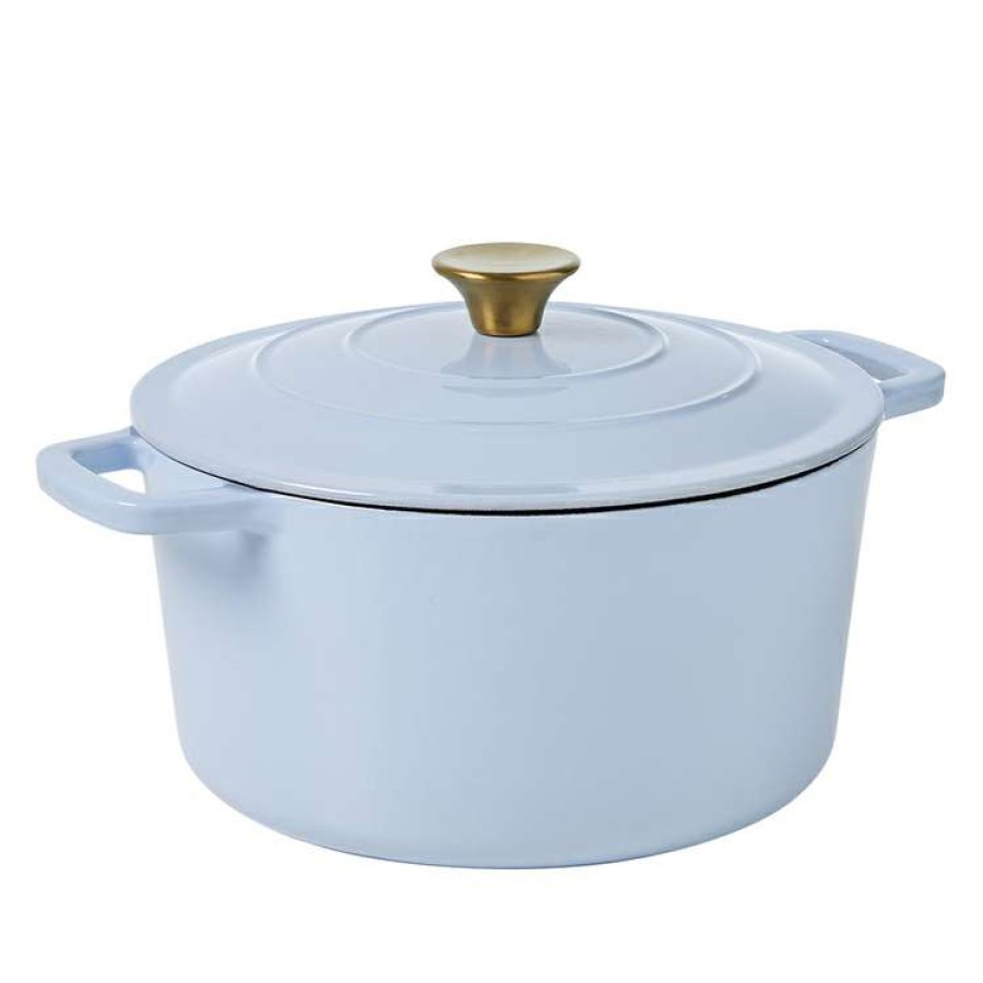 Kitchen & Dining * | Smith & Nobel Luxe Cast Iron Casserole 5L Baby Blue