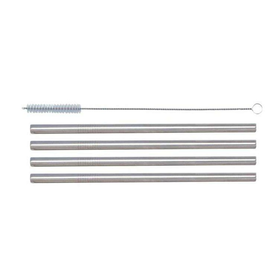 Kitchen & Dining * | Cuisena Stainess Steel Thick Straws 4 Piece Set & Cleaner