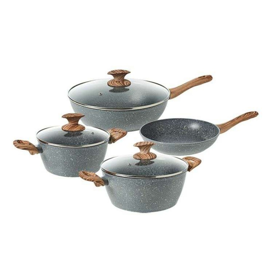 Kitchen & Dining * | Bergner Granito 4 Piece Aluminium Cook Set