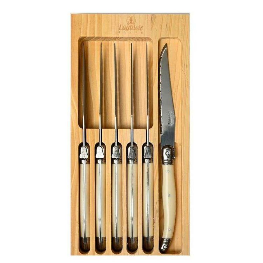 Kitchen & Dining * | Laguiole Elite Pearl White/Ivory 6 Piece Knife Set