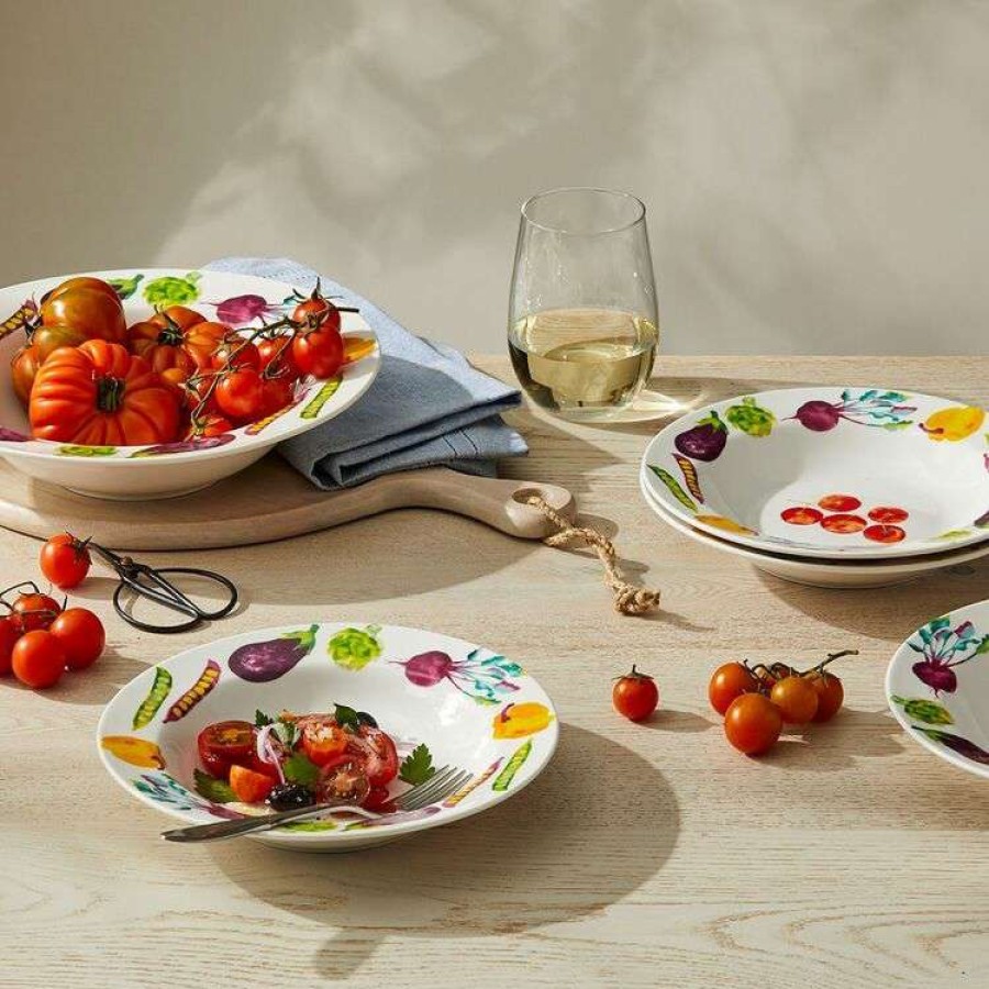 Kitchen & Dining * | Casa Domani 5-Piece Italiana Rim Pasta Set Spring Vegetables Gift Boxed