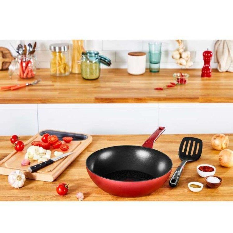 Kitchen & Dining * | Tefal Daily Chef Red Induction Non-Stick Wok 28Cm