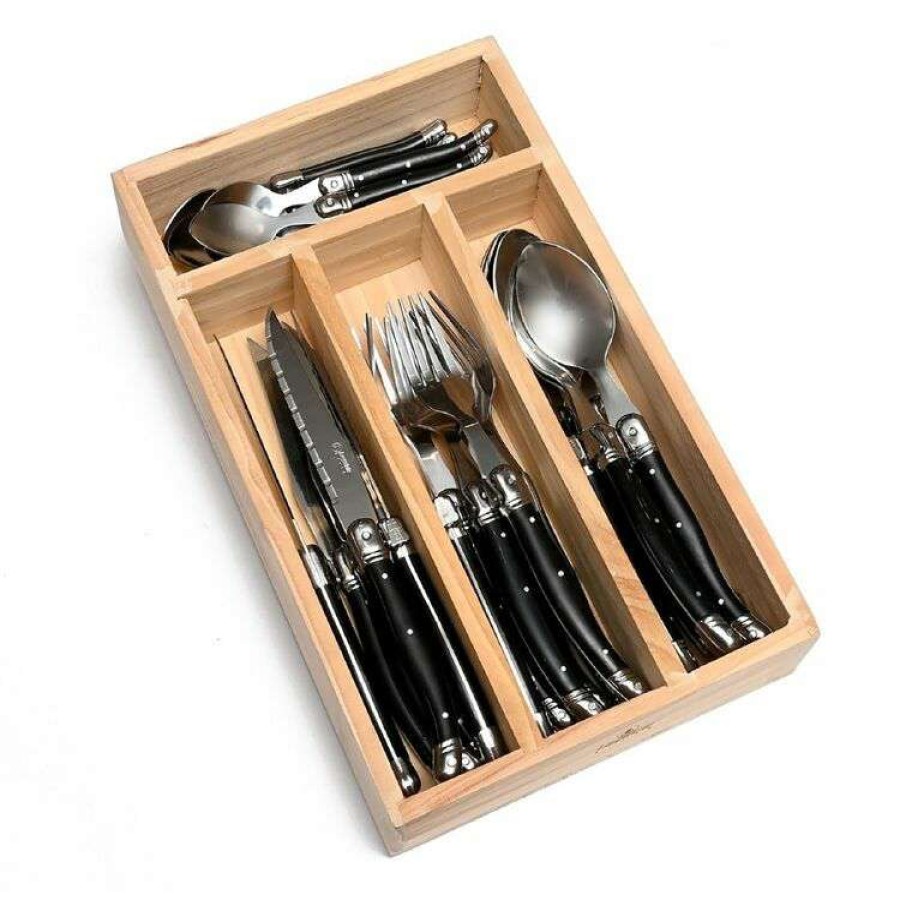 Kitchen & Dining * | Laguiole Elite Pearl Black 24 Piece Cutlery Set