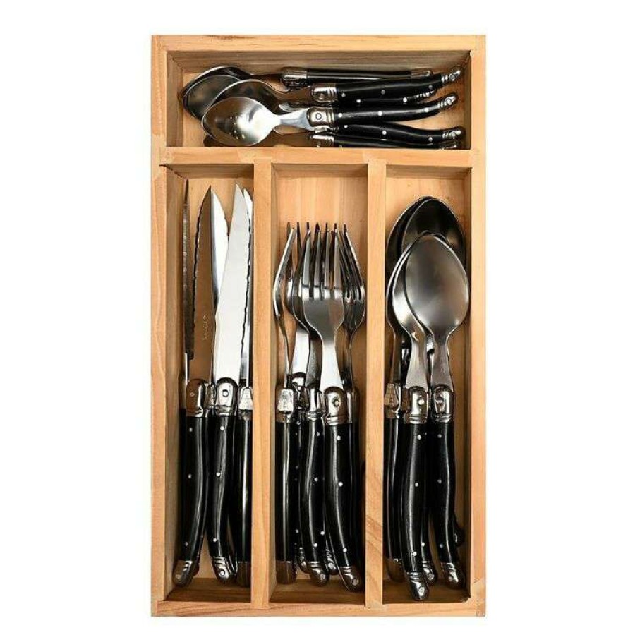 Kitchen & Dining * | Laguiole Elite Pearl Black 24 Piece Cutlery Set