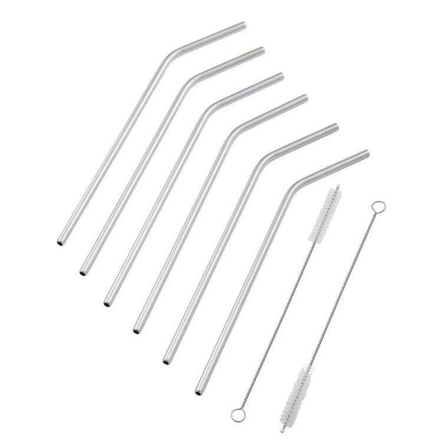 Kitchen & Dining * | Davis & Waddell Fine Foods Stainless Steel Straws With Cleaning Brushes 8 Piece Set