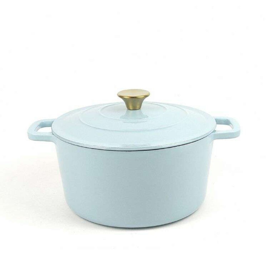 Kitchen & Dining * | Smith & Nobel Luxe Cast Iron Casserole Pale Blue 5L