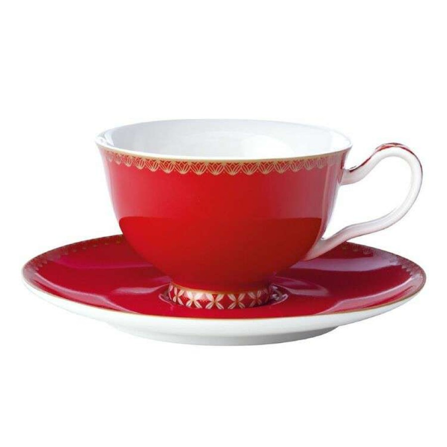 Kitchen & Dining * | Maxwell & Williams Teas & C'S Classic Footed Cup & Saucer 200Ml Cherry Red Gift Boxed