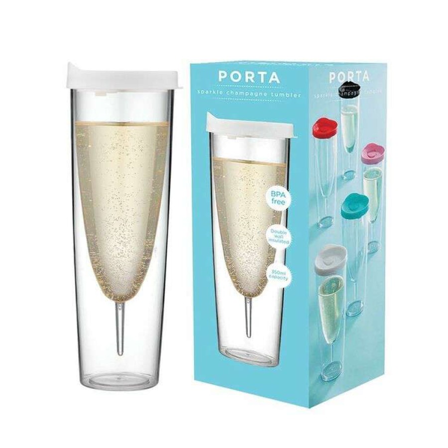 Kitchen & Dining * | Porta Portables Clear White Champagne Sparkle Tumbler