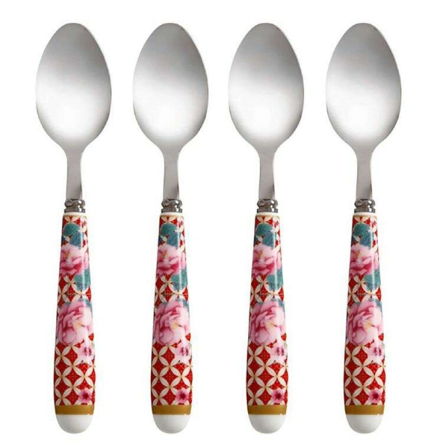 Kitchen & Dining * | Maxwell & Williams Teas & C'S Silk Road Teaspoon Set Of 4 Cherry Red Gift Boxed