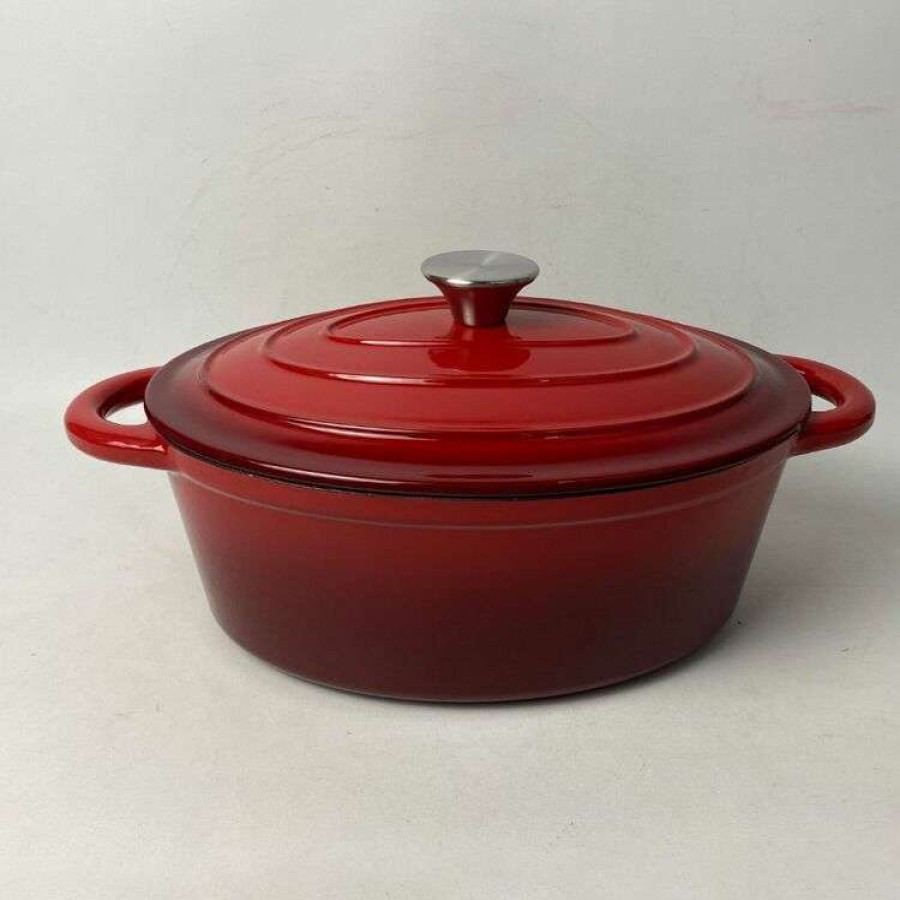 Kitchen & Dining * | Smith & Nobel Traditions 3L Cast Iron Oval Casserole Red