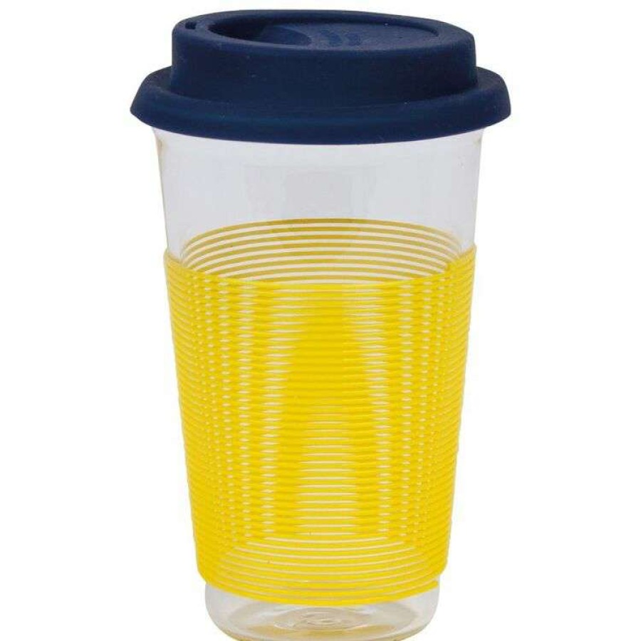 Kitchen & Dining * | Porta Summer Fun Yellow & Navy Travel Mug