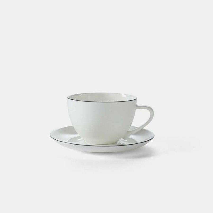 Kitchen & Dining * | Jayson Brunsdon Homewares Jayson Brunsdon Oatley Noir 250 Ml Rimmed Cup & Saucer