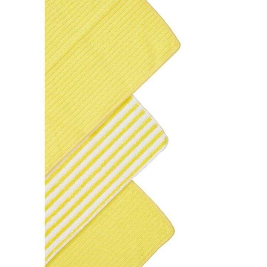 Kitchen & Dining * | Urbane Home Microfibre 3 Pack Tea Towel Yellow Stripe