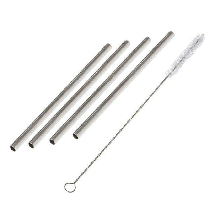 Kitchen & Dining * | Davis & Waddell Fine Foods Stainless Steel Cocktail Straws With Cleaning Brush 5 Piece Set