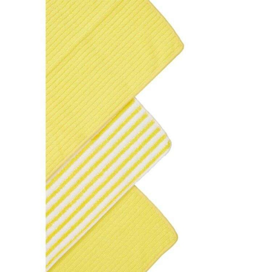 Kitchen & Dining * | Smith & Nobel Microfibre 3 Pack Tea Towel Yellow Stripe