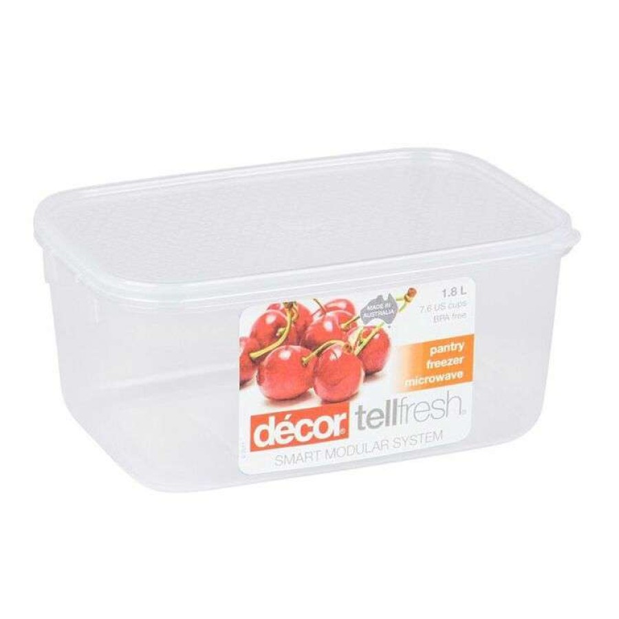 Kitchen & Dining * | Decor Decor Tellfresh Plastic Oblong Food Storage Container 1.8L