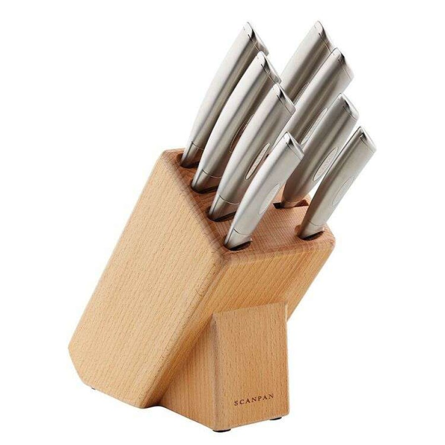 Kitchen & Dining * | Scanpan 9-Piece Classic Rubberwood Knife Block