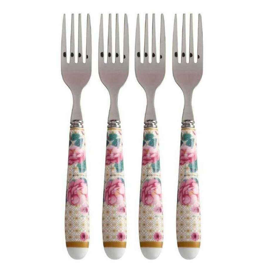 Kitchen & Dining * | Maxwell & Williams Teas & C'S Silk Road Cake Fork Set Of 4 White Gift Boxed