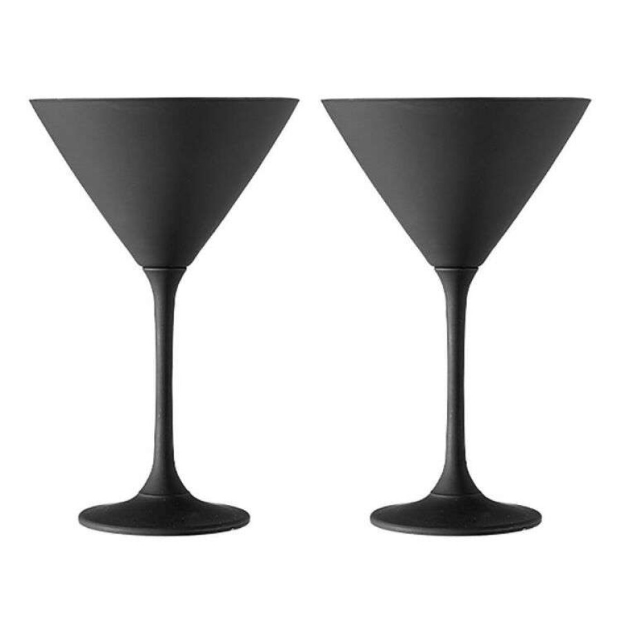 Kitchen & Dining * | Tempa Aurora Matte Black 2 Piece Martini Glass Set