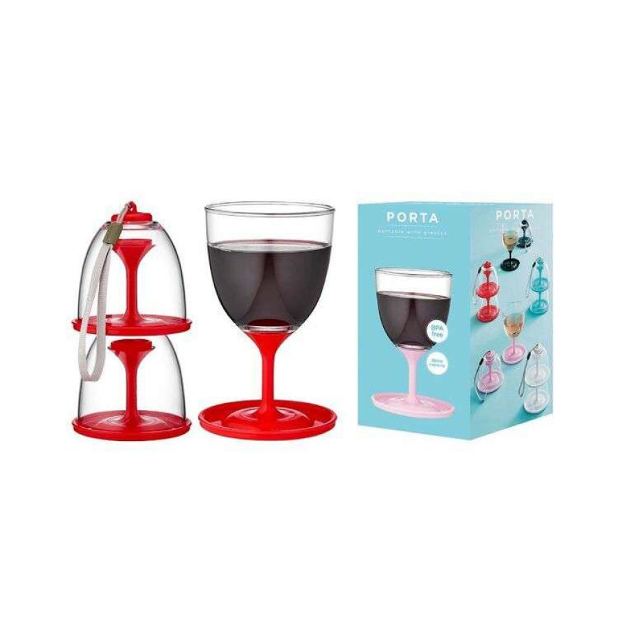 Kitchen & Dining * | Porta Portables Clear Red Travel Wine Glasses 2 Pack