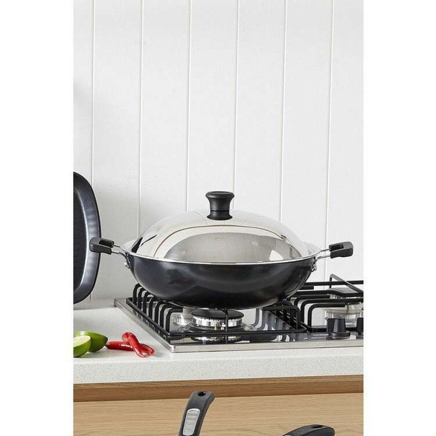 Kitchen & Dining * | Tefal Large Wok With Stainless Steel Lid 36Cm