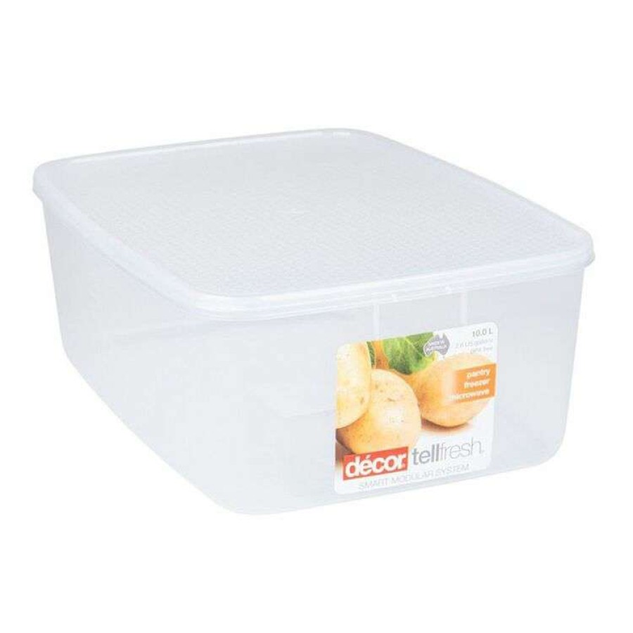 Kitchen & Dining * | Decor Decor Tellfresh Plastic Oblong Food Storage Container 10L