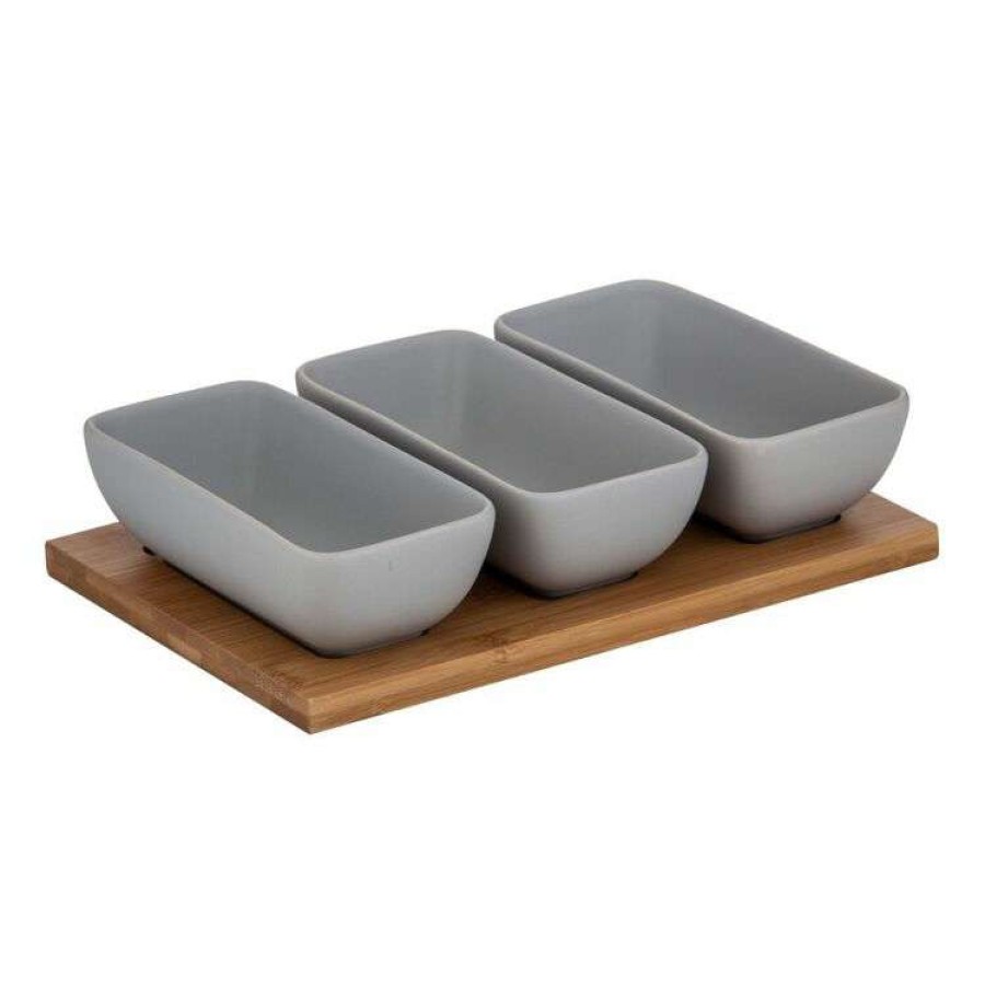 Kitchen & Dining * | Davis & Waddell Lindrum Rectangular Bowls Set Of 3 And Wooden Tray