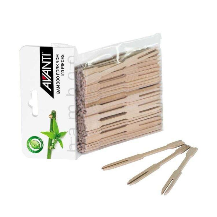 Kitchen & Dining * | Avanti Bamboo Fork 100 Piece Pack 9Cm