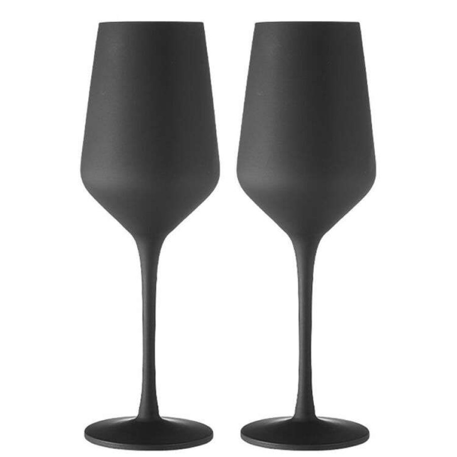 Kitchen & Dining * | Tempa Aurora Matte Black 2 Piece Wine Glass Set