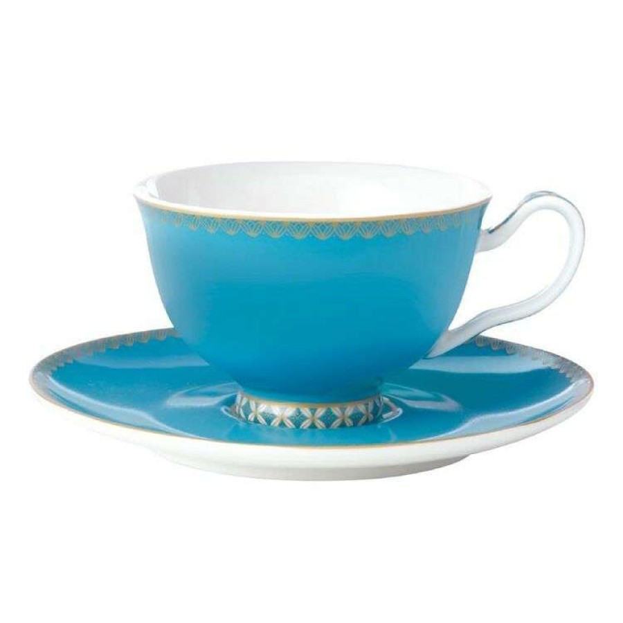 Kitchen & Dining * | Maxwell & Williams Teas & C'S Classic Footed Cup & Saucer 200Ml Aqua Gift Boxed