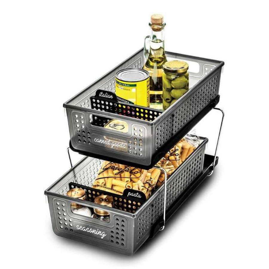 Kitchen & Dining * | Madesmart 2 Level Storage With Divider Carbon