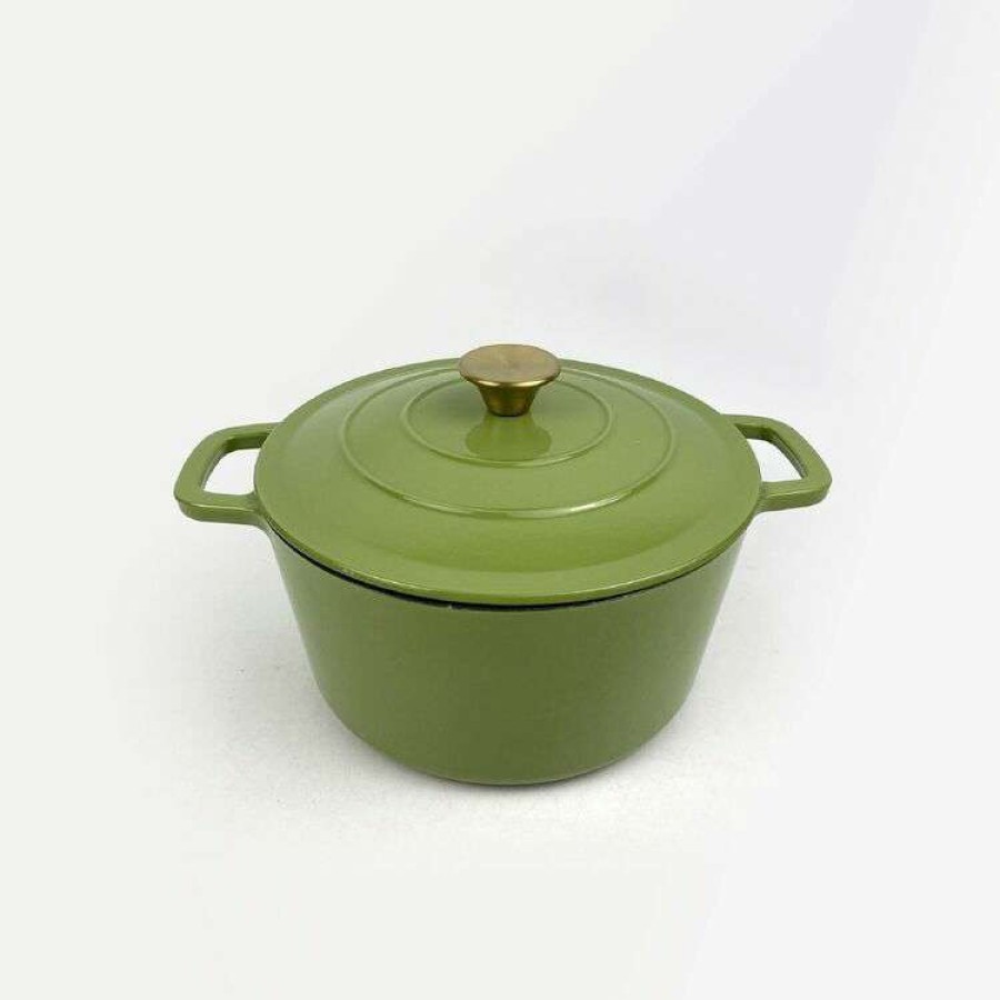 Kitchen & Dining * | Smith & Nobel Luxe Cast Iron Casserole Green 5L