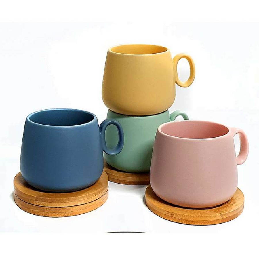 Kitchen & Dining * | Coffee Culture Matte Colour 250Ml Coffee And Tea Cup With Coasters