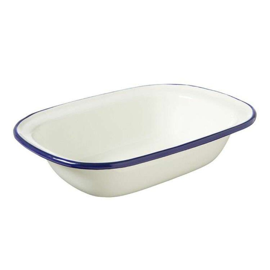 Kitchen & Dining * | Wiltshire Enamel Oblong Pie Dish 1L Blue Rim