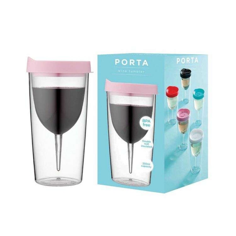 Kitchen & Dining * | Porta Portables Clear Pink Wine Vino Tumbler