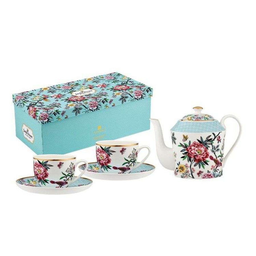 Kitchen & Dining * | Ashdene Jardin Peony 3-Piece Teapot + Teacup Set