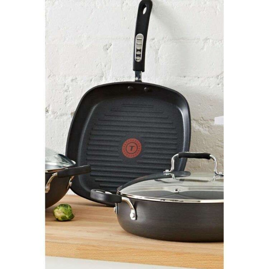 Kitchen & Dining * | Tefal Specialty Hard Anodised Grill Pan 28Cm