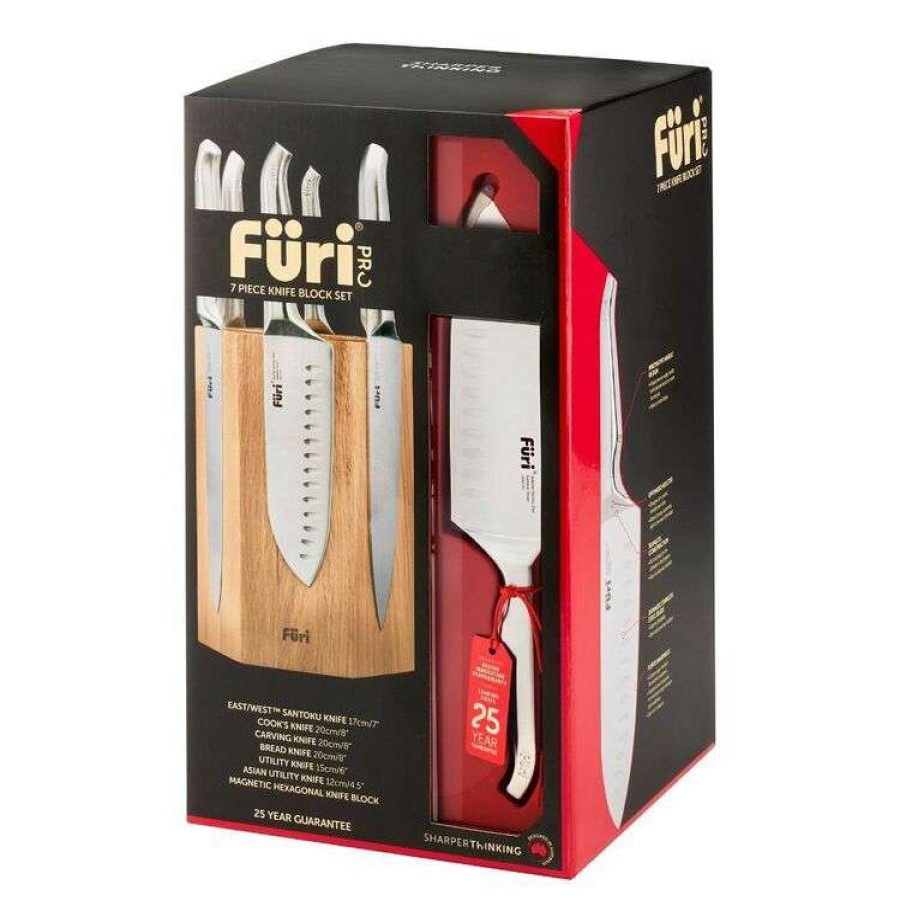 Kitchen & Dining * | Furi Pro Magnetic Hexagonal 7-Piece Knife Block Set